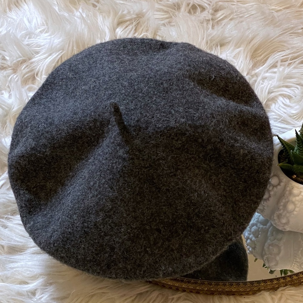 Like new dark grey 100% wool beret, one size fits most
